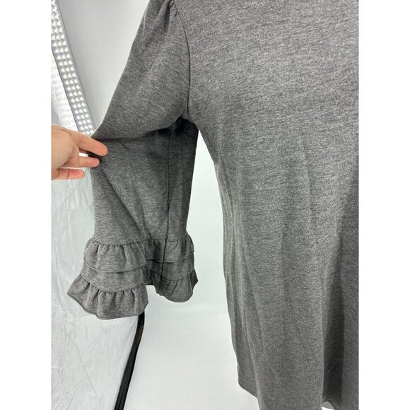 Max Studio Womens M Gray Dress Ruffle Bell Sleeve Shift Casual Work Office - Picture 2 of 6